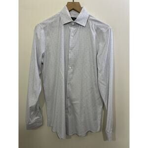 Theory Slim Fit Button Down Shirt 15 R Preppy Quiet Luxury Old Money Office Work